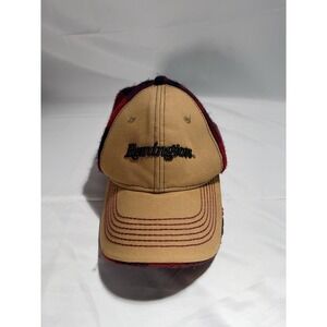Remington Hat‎ Cap Strap Back Mens One Size Red Plaid Ear Flap Hunting Outdoor